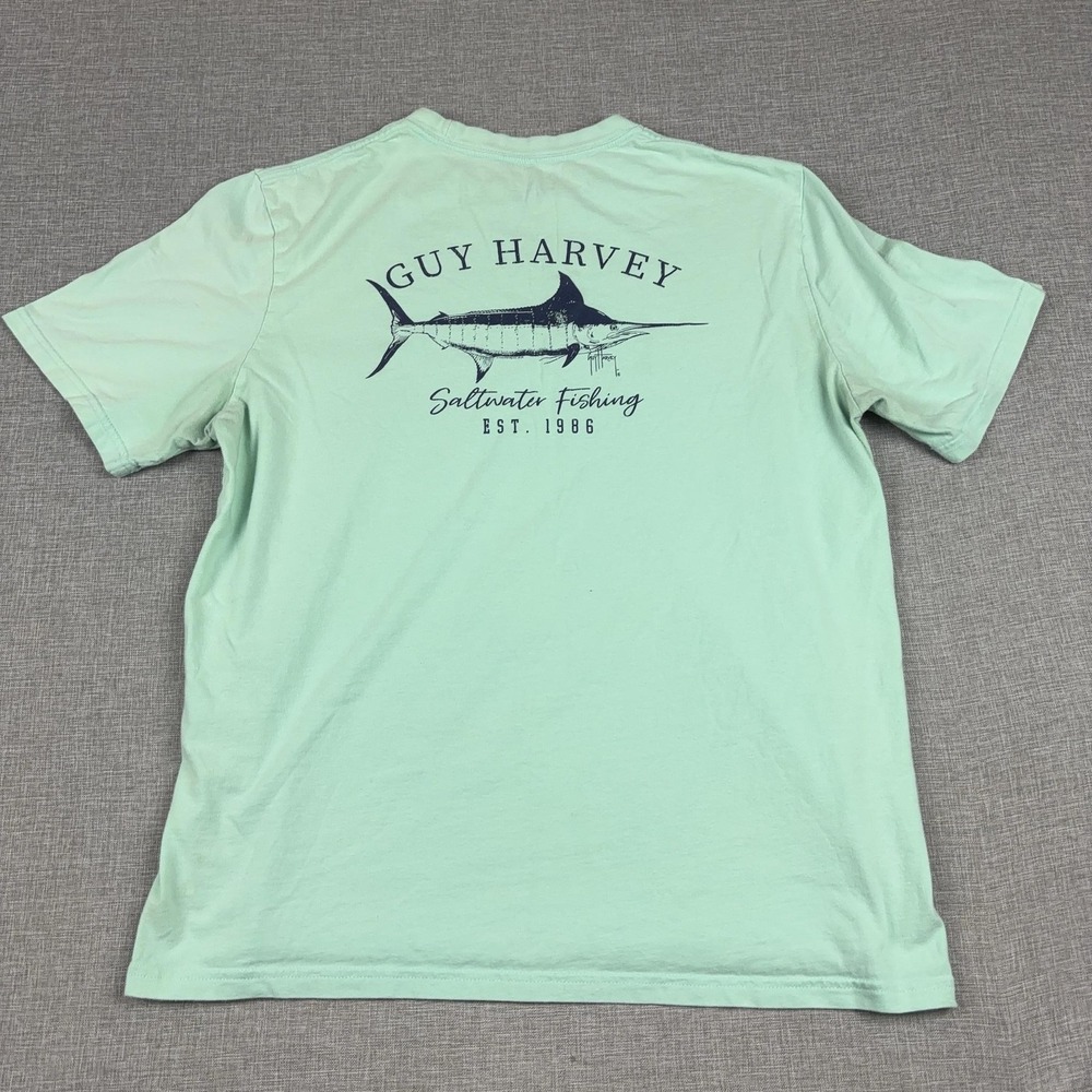 Guy Harvey Shirt Mens XL Green Marlin Saltwater Fishing Graphic Tee Tagless